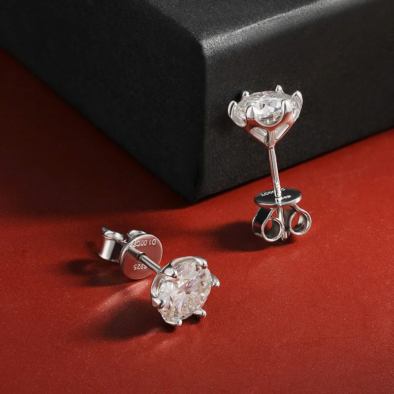 OEVAS 100% 925 sterling silver 0.2-2 carat D-color silica diamond stud earrings suitable for womens sparkling party exquisite jewelry gifts 241106