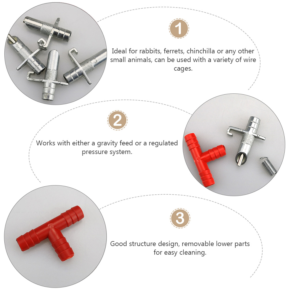 5 Pcs Pipeline Rabbit Water Fountain Bottle Pigeon Plastic Chicken Dispenser Automatic Waterer