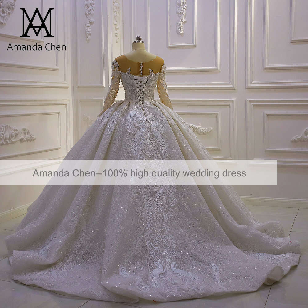 Long Sleeve Lace Tiered Skirts Mermaid Wedding Dress