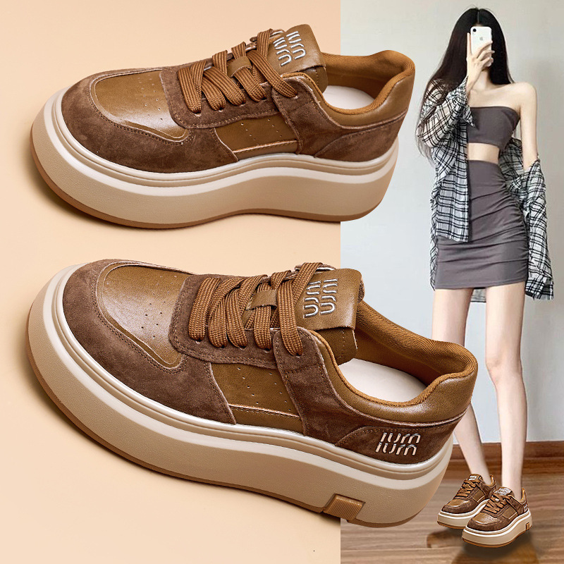 Top layer cowhide casual shoes women, 2024 autumn and winter new flat bottomed Korean version versatile board shoes, comfortable for student women