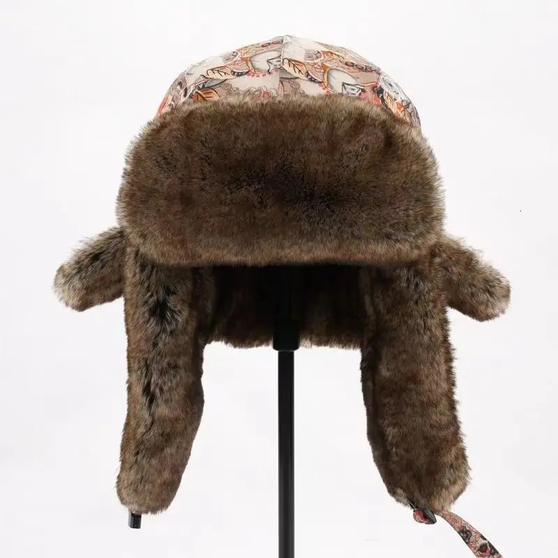 Winter bomber hat mens womens faux fur Russian earmuffs Ushanka trap hat 241106