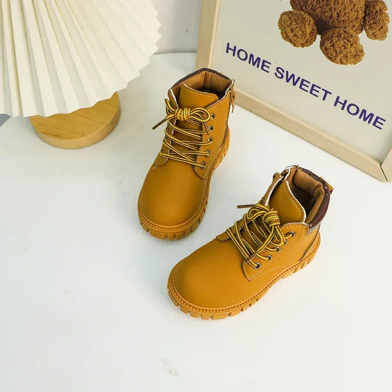 Classic Kids Boot Spring Autumn Black Boots for Girl Fashion Causal Childrens Thick Bottom Ankle Boots Boys Leather Versatile 241106