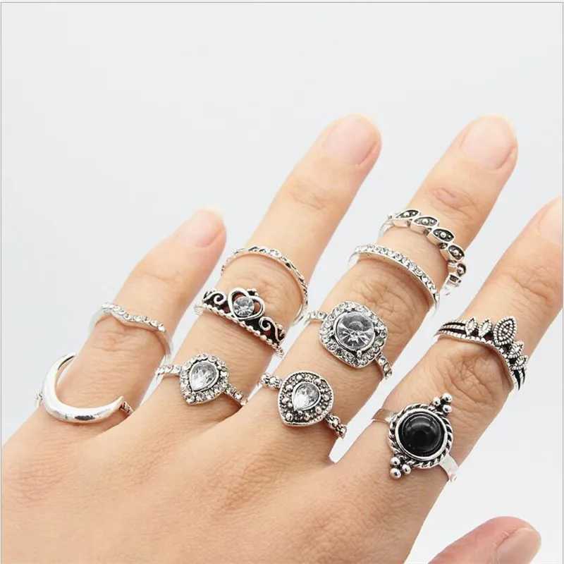 40 Retro Fashion Bohemian Midi Finger Knot Ring Set Suitable for Warm Crystal Geely Fingers Anel Fashion Bonn Jewelry X241106
