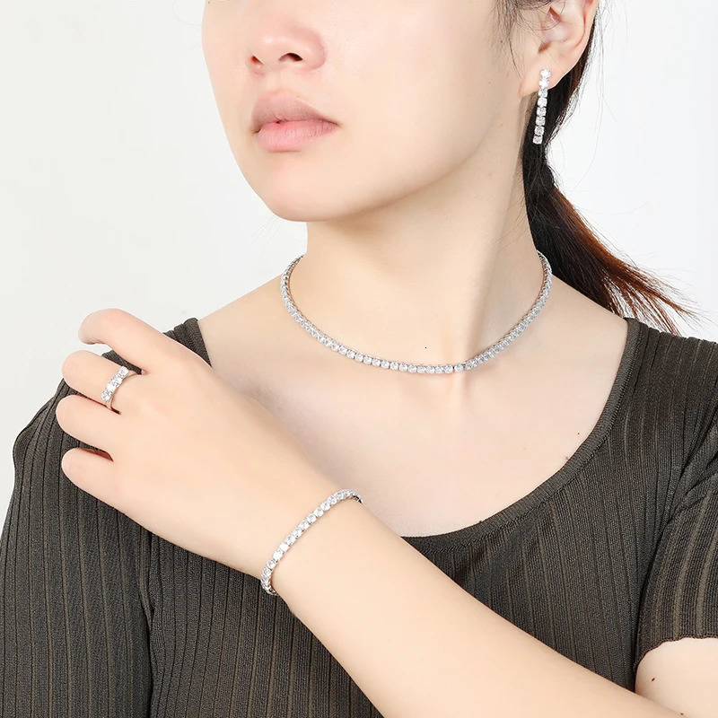 Jewelry Set Sparkling Transparent Elegant Necklace Bracelet Ring Earring Set Fashion BN8954 Retro Accessories 241106