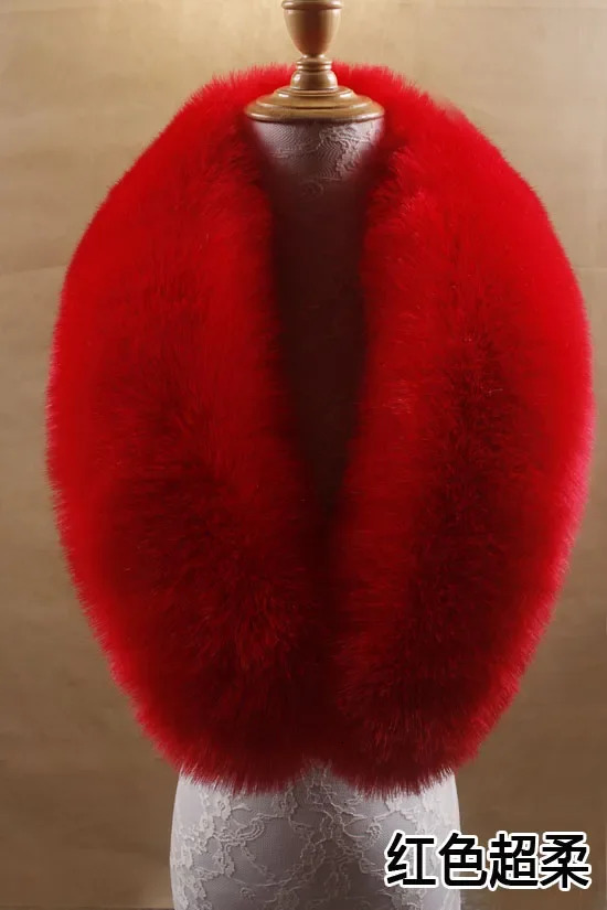 Artificial fox fur collar scarf super fluffy thick fur scarf purple rose red packaging boys winter clothing accessories 241106