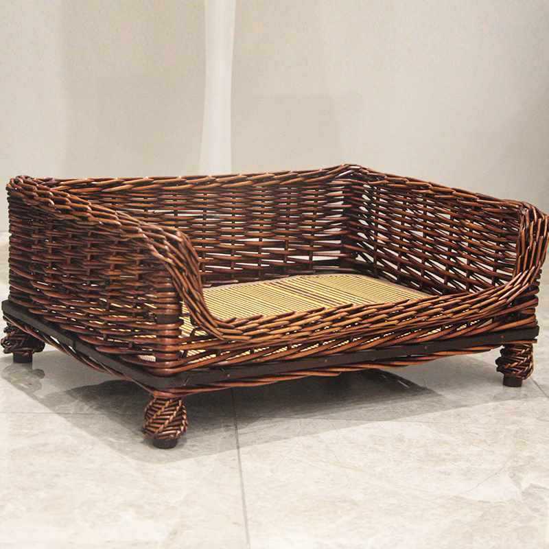 Willow Woven Dog Nest, Cane Woven Pet Nest, Teddy Gold Hair Large Dog Nest, Detachable And Washable, Suitable For All Seasons In Spring, Summer, Autum