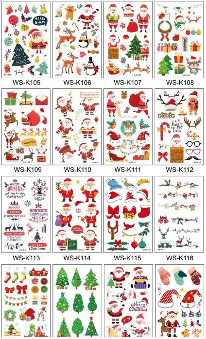 50 pieces/batch 7x12cm tattoo stickers Christmas mixed style cover Elk scar waterproof temporary body art HA1767 241105