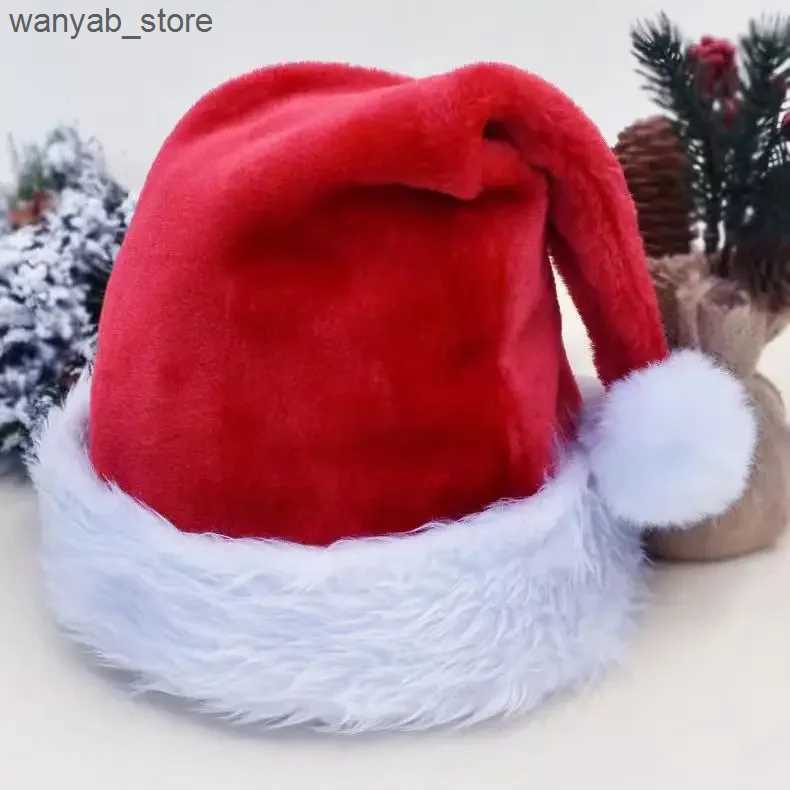 Wide Brim Hats Bucket Hats Red Blue Green Black Adult Childrens Thick Plush Christmas Hat 2023 Noel Merry Christmas Decor Gift Hat Happy New Year 2024