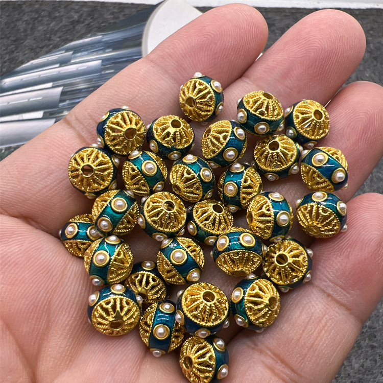 Handcrafted Copper Jewelry Ornament - Oil Paint Finish, 10mm Spherical Blue, in a pack of 100