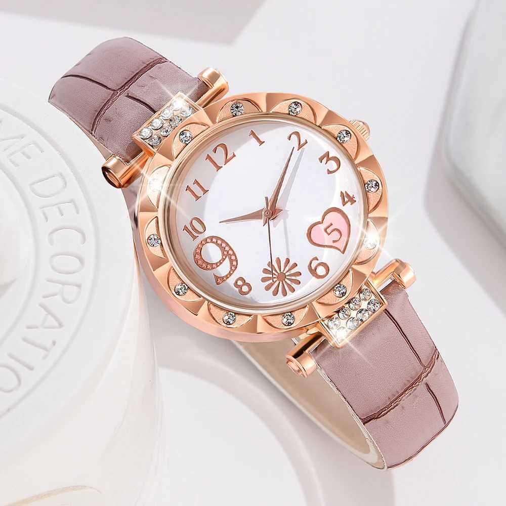 6-piece/set Warm Watch Element Quartz Watch Sparkling Rhinestone Simulated Watch Jewelry Set X241106