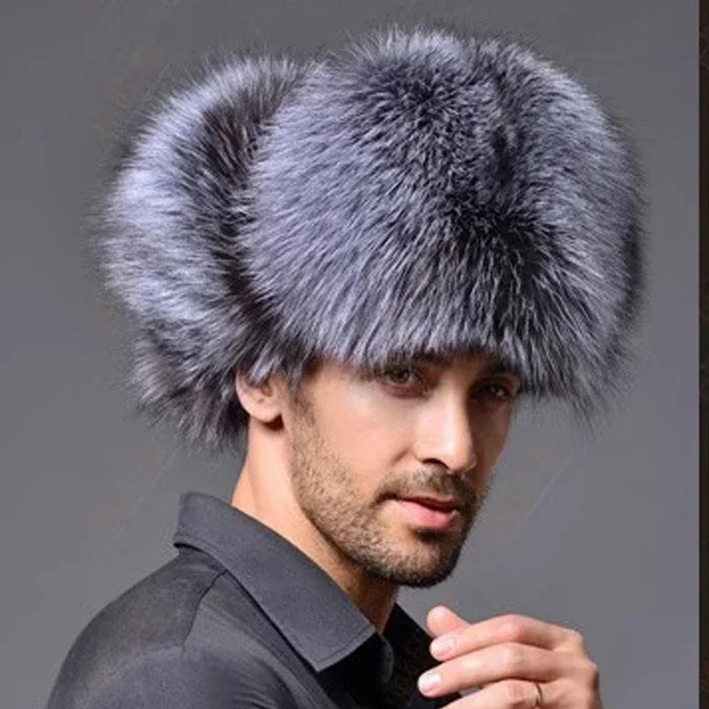Russian bomber hat mens winter hat with ear muffs hunter ear muffs thick faux fur Ushanka hat leather PU 241106