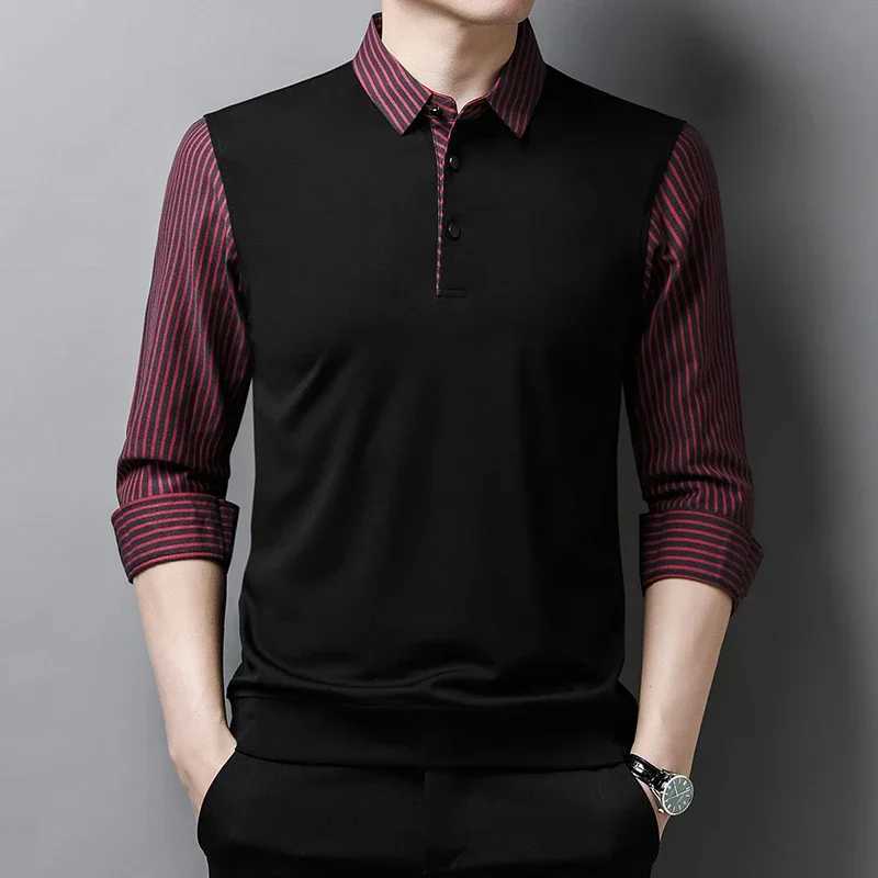 New mens casual and fashionable long Sved shirt compared to printed wrinkle resistant tops W241106