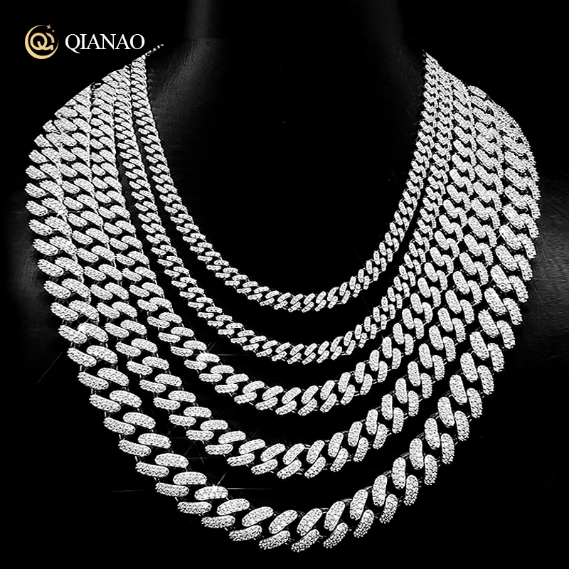 High Quality solid Hip Hop Jewelry 8mm Sier VVS Moissanite Dia Iced Out Cuban k Chain bracelet For Men