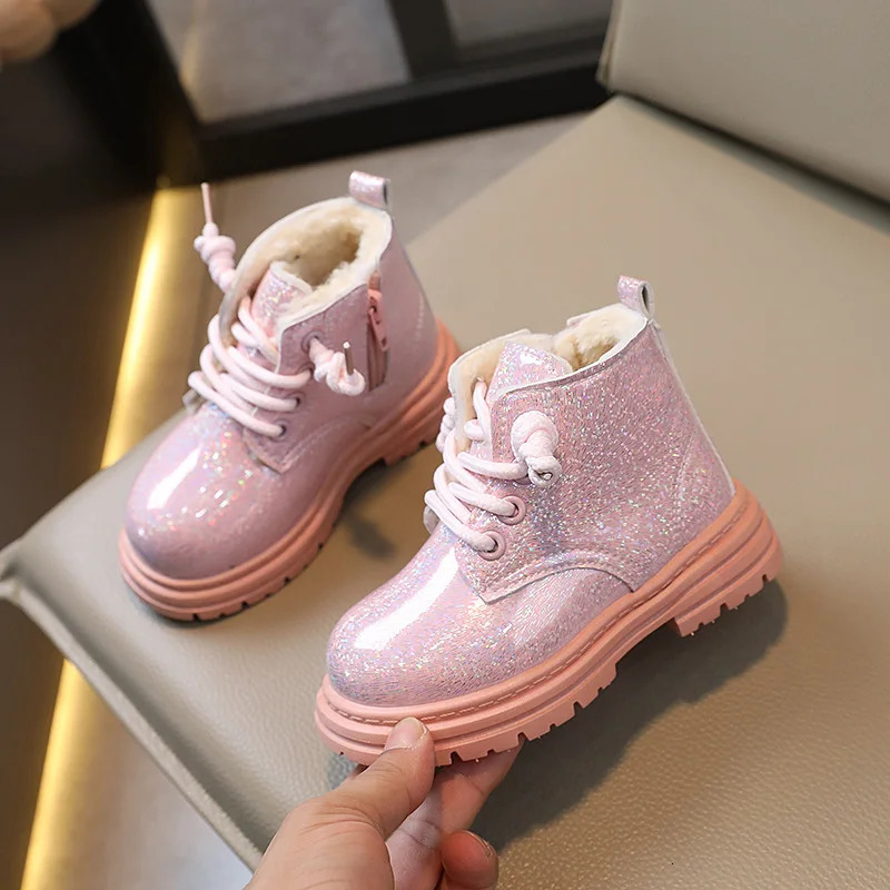 Spring Autumn Kids Boots Winter Boys Leather Cotton Shoes Fashion Girls Ankle Boots Soft Warm Children Infant Sneakers J93 241106