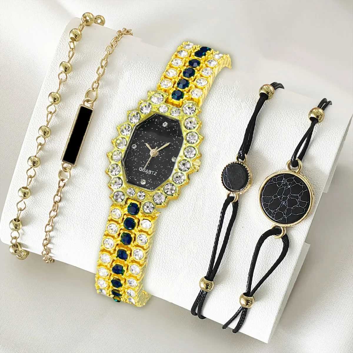Wens Watch Jewelry Set Wens Watch Fashion Rhinestone Stainless Steel Quartz Watch Womens Watch Reloj Mujer X241106