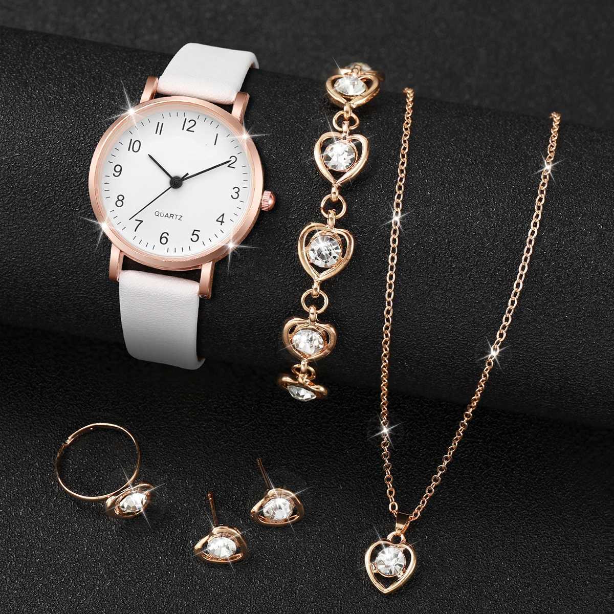 Fashion Noble Wens Watch White Digital Dial Quartz Watch Jewelry Set X241106