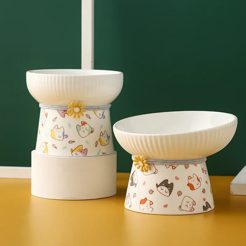 Ceramic Cat Bowl Anti Black Chin Anti Knock Water Bowl Cat Pet Supplies Cat Food Bowl Cat Food Bowl Dog BowlNew Pet FoodUtensils