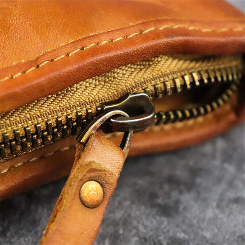 Vintage First Layer Cowhide Men's Women's Wallet Simple Handmade Soft Genuine Leather Ladies Long Phone Zippers Card Holder Bags