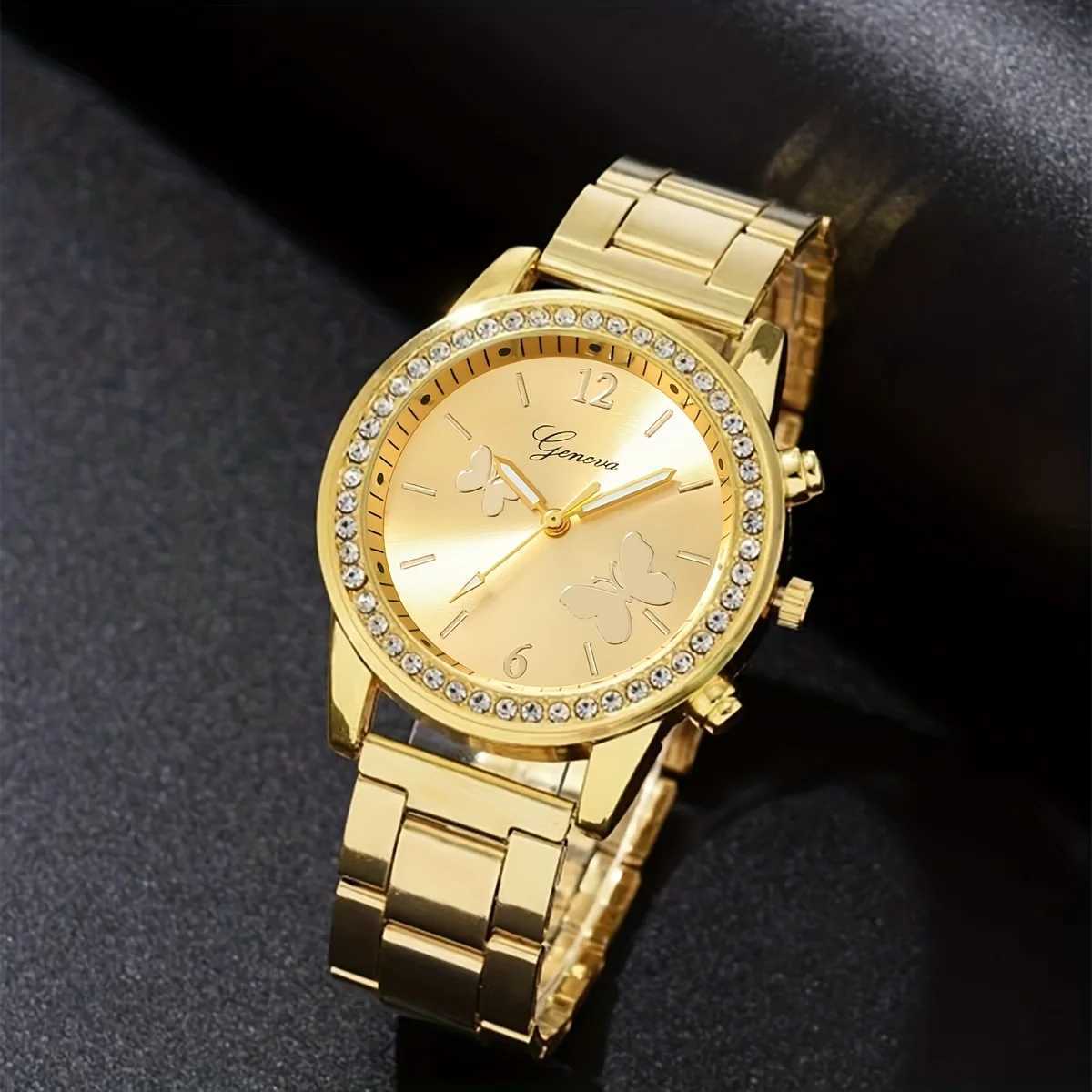 Fashion quartz watch luxury rhinestone simulation party dress watch 5-piece jewelry set a gift for M/Her X241106