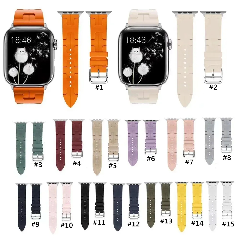 Designer Apple Watch Band Strap for iwatch S10 S9 ultra series 10 9 8 3 4 5 6 7 SE Bands 38mm 42mm 44mm 49mm Luxury Sports Liquid Silicone Embossing Smart Straps