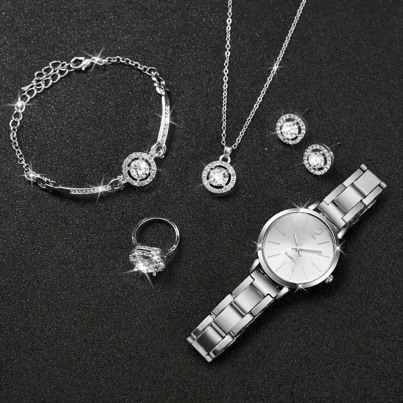 6 pieces/set of simple womens quartz watches with fashionable simple jewelry set - the best gift for wives mothers friends birthdays X241106