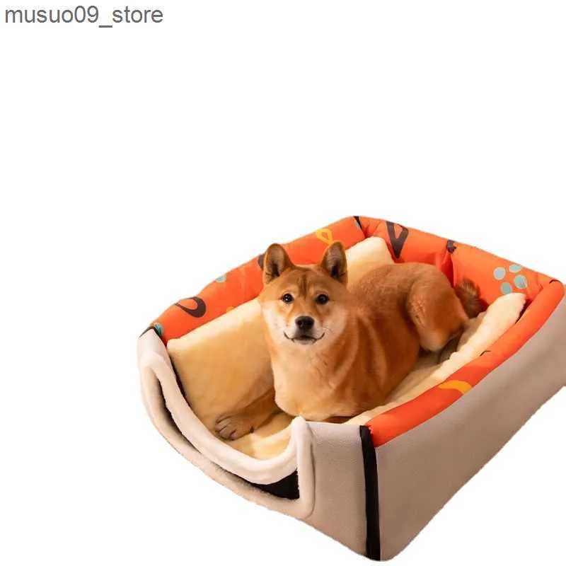 kennels pens 2-in-1 detachable cat bed with dog hole cat hiding home with ball pendant warm and washable comfortable big dog bed L240910