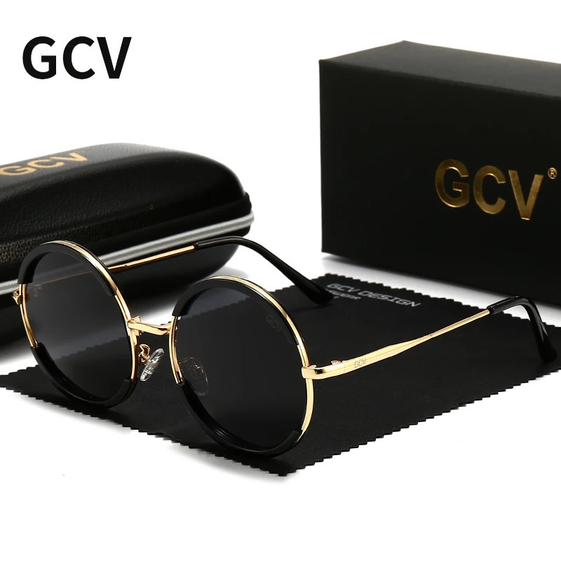 GCV Selling Classic Mens and Womens Gorgeous Sunglasses Round Frame Glasses Fashion Punk Style Metal Polarization 241106