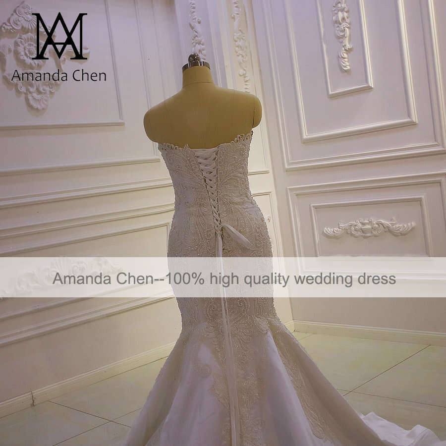 Strapless Mermaid Beads Wedding Dress