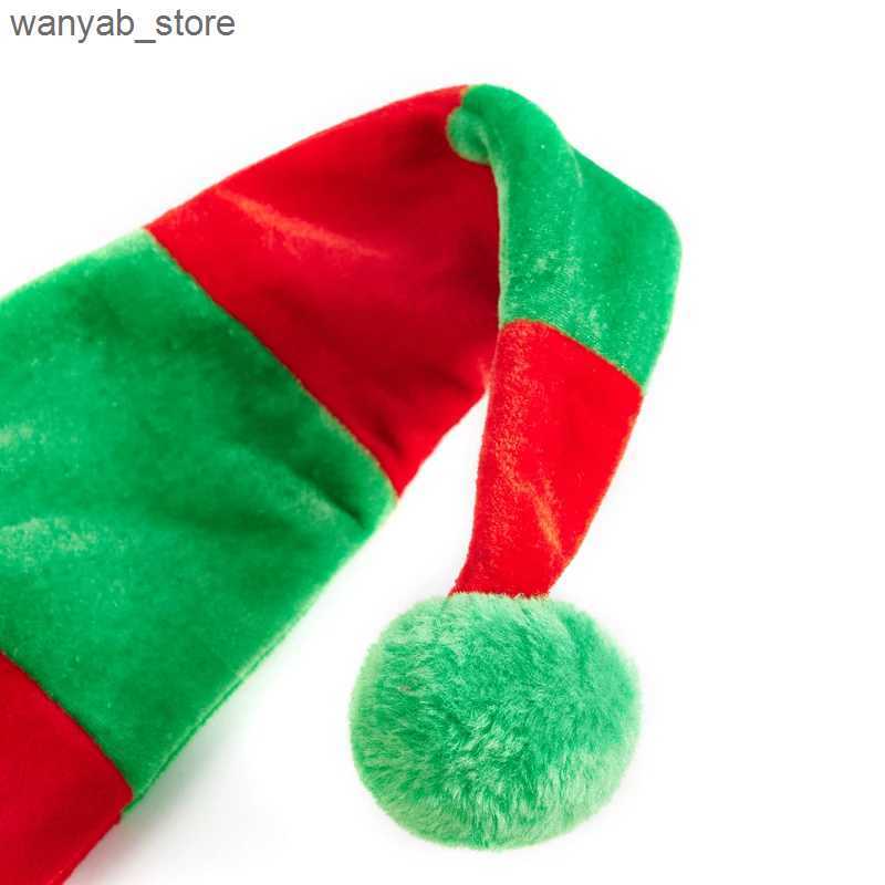 Wide Brim Hats Bucket Hats Christmas Elf Hat Extra Long Holiday Hat Striped Santa Cap Costume Accessories for Men Women L240910