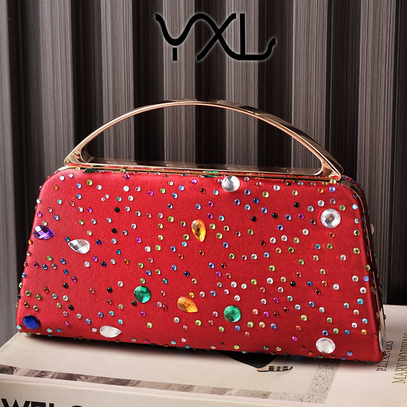 Fashion Rhinestone Dinner Silk Diamond Decoration Party Hand-Held Evening Bag, New Style