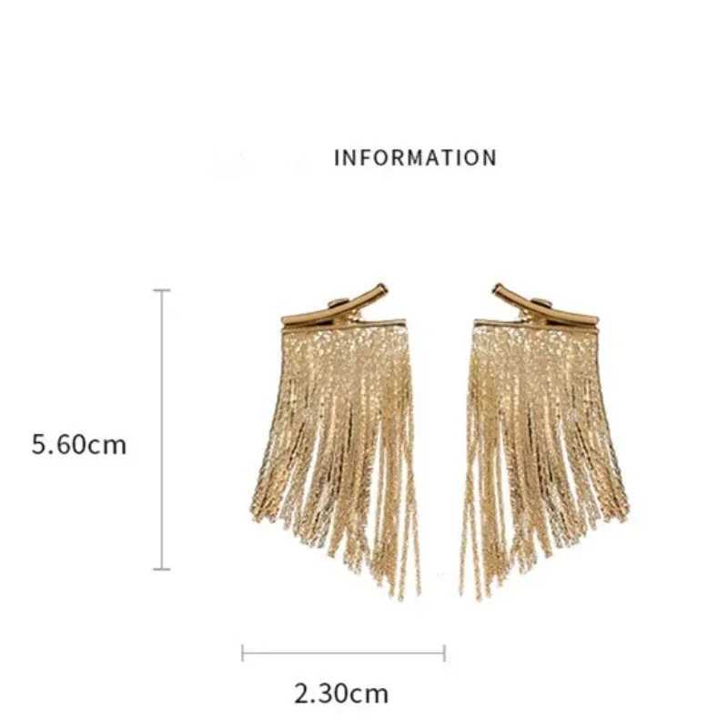New Exaggerate Long Flow Su Asymmetric Gold Sparkling Pendant Earrings Suitable for Luxury Wedding Bridal Jewelry Accessories X241106