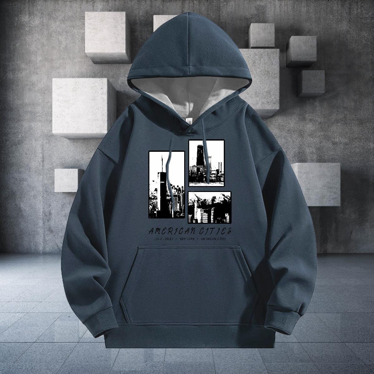 Customized Mens Hoodie Cool Men's Hooded Sweatshirt Plus Size Custom Clothes Hip Hop Street Hooded Collar Long Sleeve Thick Plush