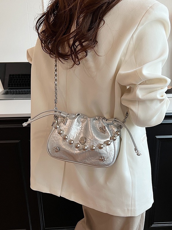 Elegant Small For Bags Handbags Women Autumn/winter New Collection Beaded Handheld Bucket Versatile High End Chain Crossbody Bag Designer