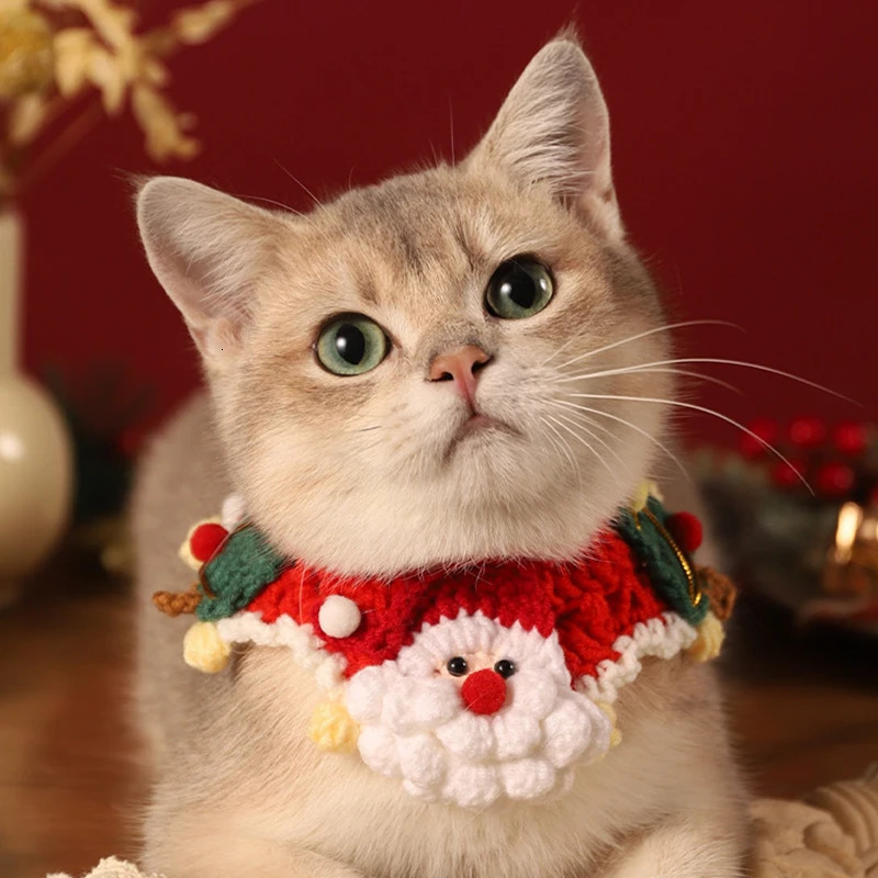 Dog Cat Collar Christmas Pet Scarf Collar Christmas Cats Clothing Cute Sweet Pet Decor Bow Cat Costume Cats Accessories 241106