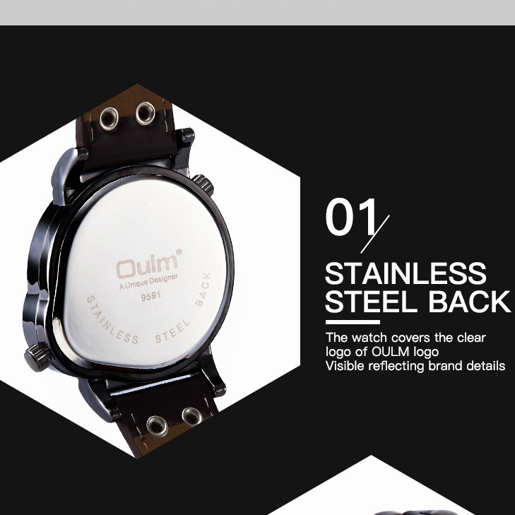 waterproof depth 100 M Watch For Men Cowhide strap stainless steel case Diameter 50 MM Thickness 10 MM Electronic movement Tempered Glass Mirror Watch
