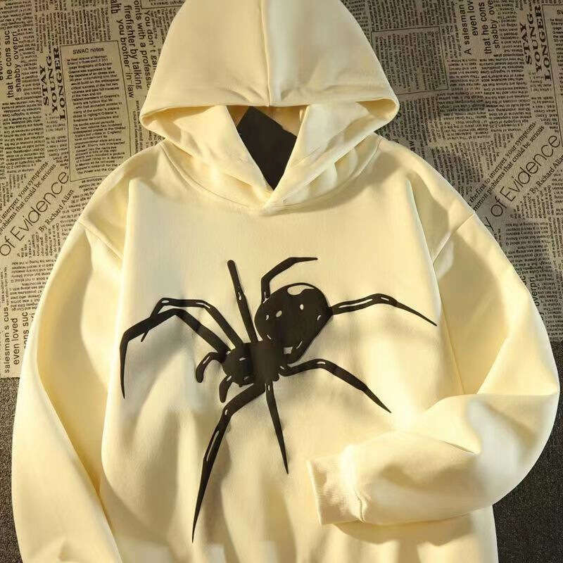 shanshi spider hoodie Autumn and Winter New American Spider Printed Men's Trendy Brand Loose High Street Hip Hop Hoodie Top Women