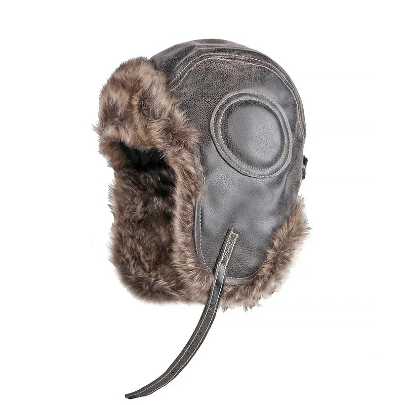 Warm winter Ushanka Russian hat for male and female pilots bomber trap hat leather skiing snow hat ear protection hat glasses 241106