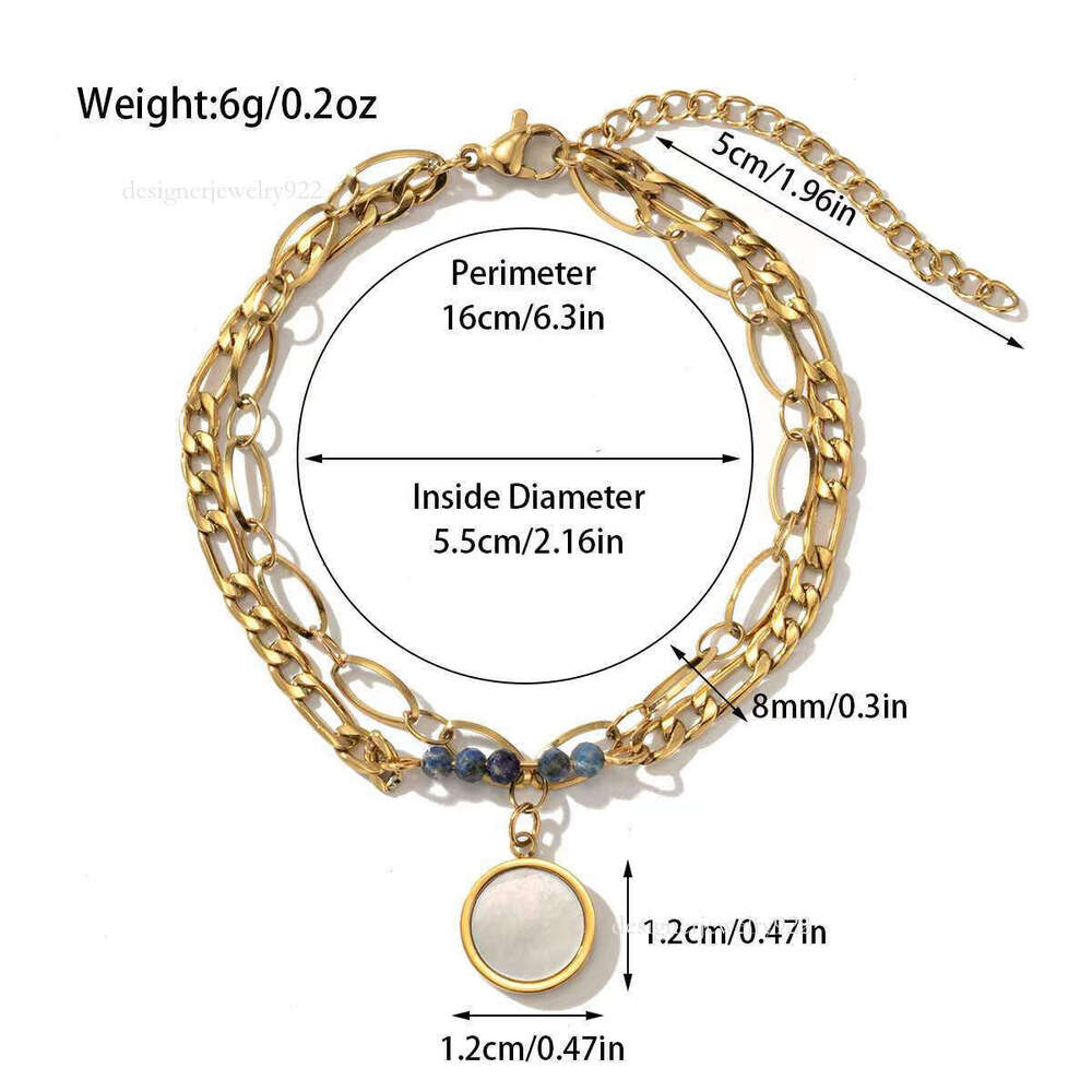 Double-layer design natural titanium steel jewelry women's bracelet bohemian stone style geometric