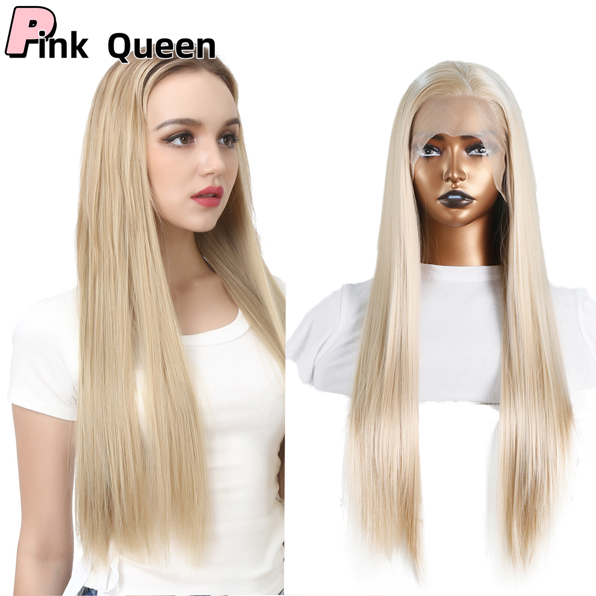 13*2.5 Lace front wig Long straight blond hair synthetic natural Hand crochet hairpiece cosplay girl wigs synthetic lace wig handimplantes hair wigs