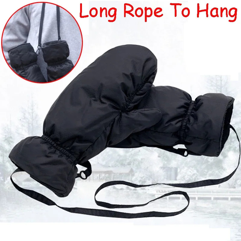 Thermal Snowboard Ski Gloves Men Women Winter Warm Snow Mountain Skiing Snowmobile Mittens Kids Long Rope Hang 241105