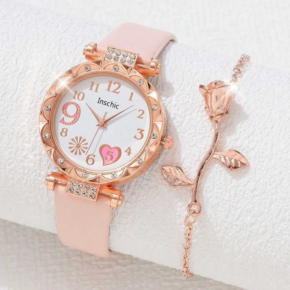 Luxury Fashion Mti Colorful PU Leather Strap Womens Quartz Watch Alloy Bracelet Womens Gift Rel gio Feminino X241106