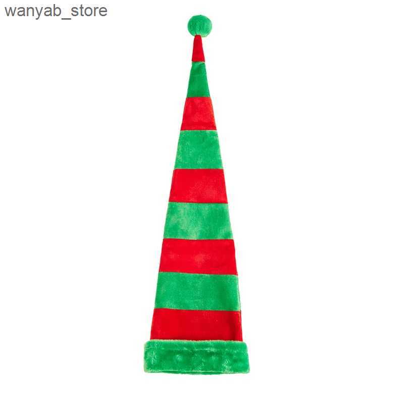 Wide Brim Hats Bucket Hats Christmas Elf Hat Extra Long Holiday Hat Striped Santa Cap Costume Accessories for Men Women L240910