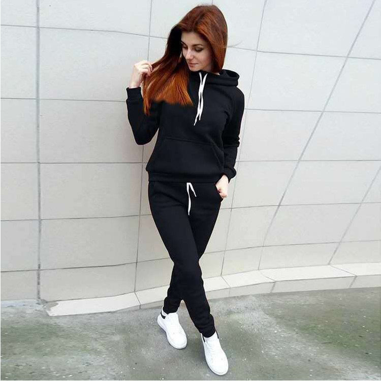New Designer Hooded Sweater Women's Fashion Sports Set Solid Color Wool Women's Fashion Hoodie