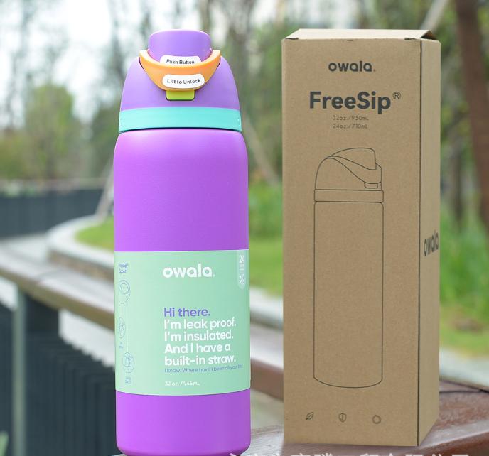 OWALA Cups 24oz Large Capacity Stainless Steel Tumblers Insulated Cup Outdoor Water Bottles Bounce Portable Handheld Sports Travel Mugs 0405