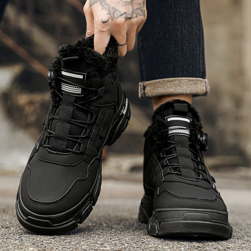 2025 New Men's High Top Platform Winter Outdoor Designer Shoes, Cold Resistant And Warm Cotton Fashionable Rotating Buckle Men's Multifuncti