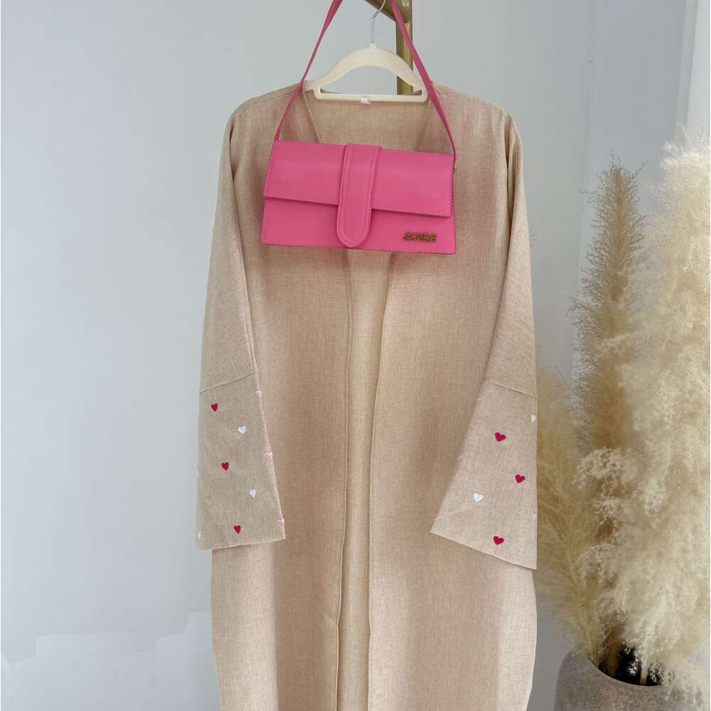 Fashion Love Embroidery Dubai Trkiye Elegant Cardigan Robe LR712 Fashionable women's long robe cardigan