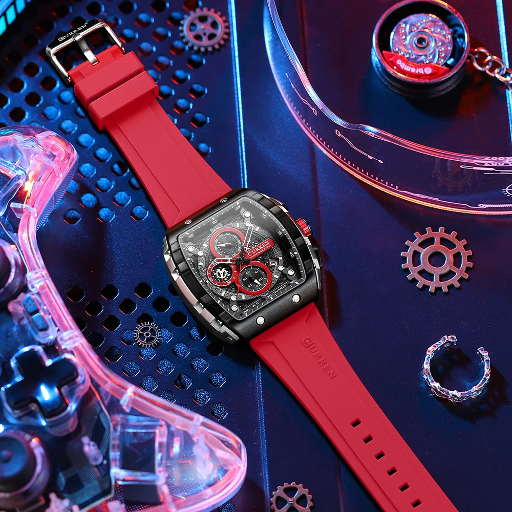 Curren Top Mens Watch Square Quartz Watch Waterproof Luminous Timing Watch Mens Date Watch 241105CJ