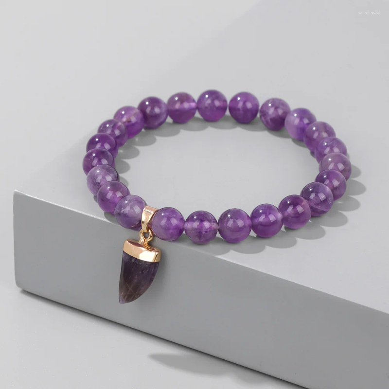 Charm Purple Crystal Bracelet for Men and Women Natural Purple Crystal Bead Bracelet Quartz Jewelry Energy Fashion Exquisite Birthday Gift