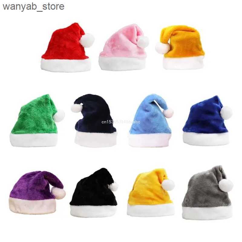 Wide Brim Hats Bucket Hats Dropship Christmas Multi Color Plush Hat Santa Hats for Winter Xmas Hat Party Accessories L240910