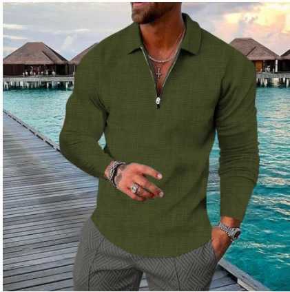 Mens new spring and autumn plus SVE collar zipper premium casual shirt W241106